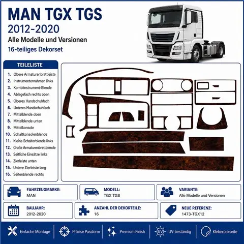 MAN TGX TGS2012-2020 3D Armaturenbrett-Dekor-Set, 16 Teile 2