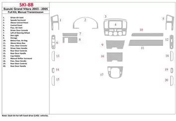 Suzuki Grand Vitara 2003-2005 Voll Satz, Manual Gear Box BD innenausstattung armaturendekor cockpit dekor - 2- Cockpit Dekor Inn