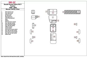 Suzuki Grand Vitara 1999-2002 Suzuki Gr? Vitara/XL7,1999-UP, Manual Gearbox, Full Set, 4 Doors Interior BD Dash Trim Kit