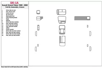 Suzuki Grand Vitara 1999-2002 Suzuki Gr? Vitara/XL7,1999-UP, Automatic Gearbox, Full Set, 4 Doors Interior BD Dash Trim Kit