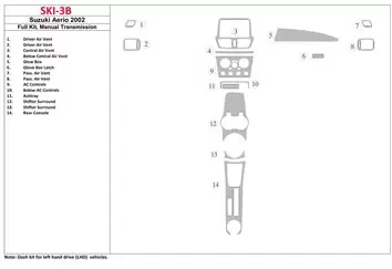 Suzuki Aerio 2002-2002 Full Set, Manual Gear Box Interior BD Dash Trim Kit