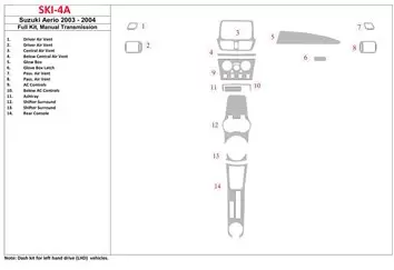 Suzuki Aerio 2003-2004 Full Set, Manual Gear Box Interior BD Dash Trim Kit