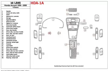 Honda Accord 1998-2000 4 Doors, Full Set, 28 Parts set Interior BD Dash Trim Kit