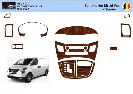 Hyundai H1 iLoad Juego completo 2016-2022 Kit de molduras de tablero interior 3D Decoración de molduras de tablero 16 piezas