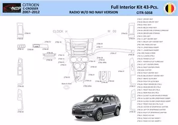 Citroën C-Crosser 2007-2012 طقم حواف لوحة القيادة الداخلية ثلاثية الأبعاد WHZ Dash Trim Dekor 43-Parts