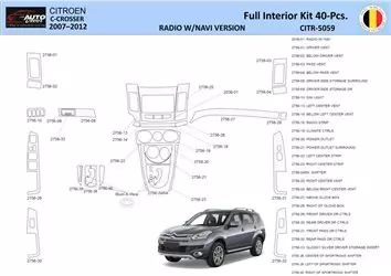 Citroën C-Crosser 2007–2012 Kit de molduras interiores 3D para salpicadero WHZ NAVI Dash Trim Dekor 40 piezas