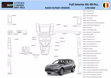 Citroën C-Crosser 2007-2012 طقم حواف لوحة القيادة الداخلية ثلاثية الأبعاد WHZ NAVI Dash Trim Dekor 40-Parts