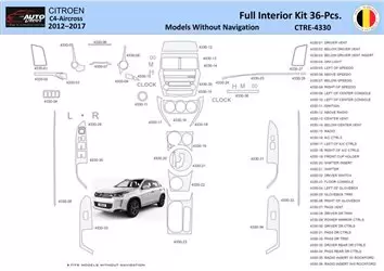 Citroën C4 Aircross 2012-2017 مجموعة أدوات لوحة القيادة الداخلية WHZ 36 قطعة