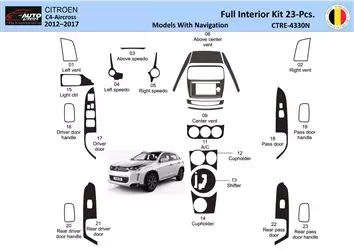 Citroën C4 Aircross 2012-2017 مجموعة أدوات تزيين لوحة القيادة الداخلية WHZ Navi 23 قطعة