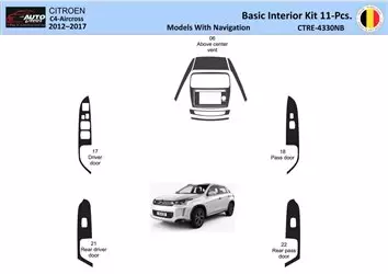 Citroën C4 Aircross 2012-2017 مجموعة أدوات لوحة القيادة الأساسية WHZ الداخلية Navi 11 أجزاء