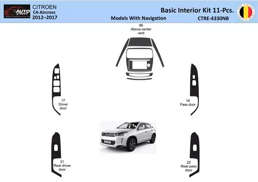 Citroën C4 Aircross 2012-2017 Interieur WHZ Basic Dashboard inbouwset Navi 11 Onderdelen
