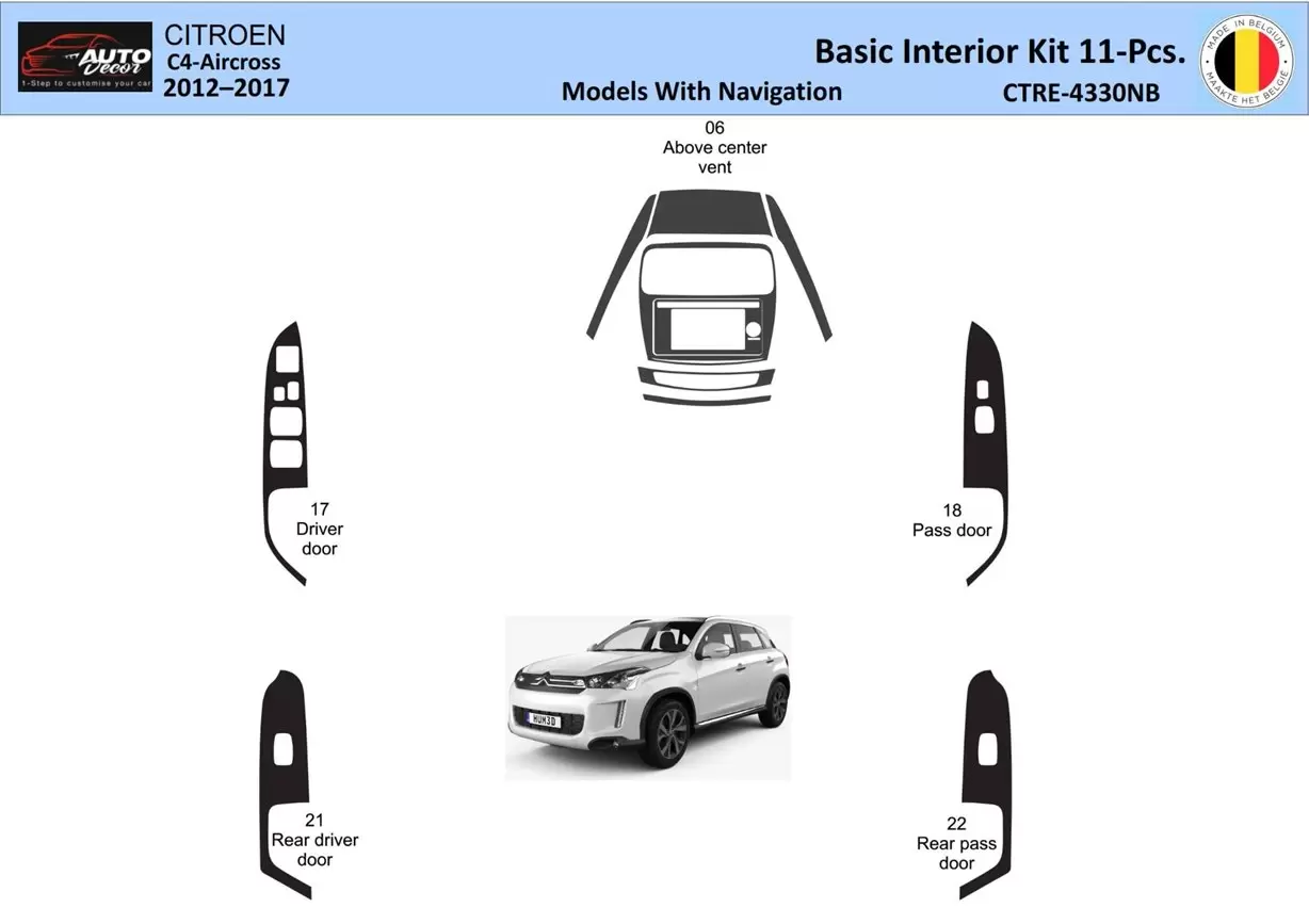 Citroën C4 Aircross 2012-2017 Interieur WHZ Basic Dashboard inbouwset Navi 11 Onderdelen