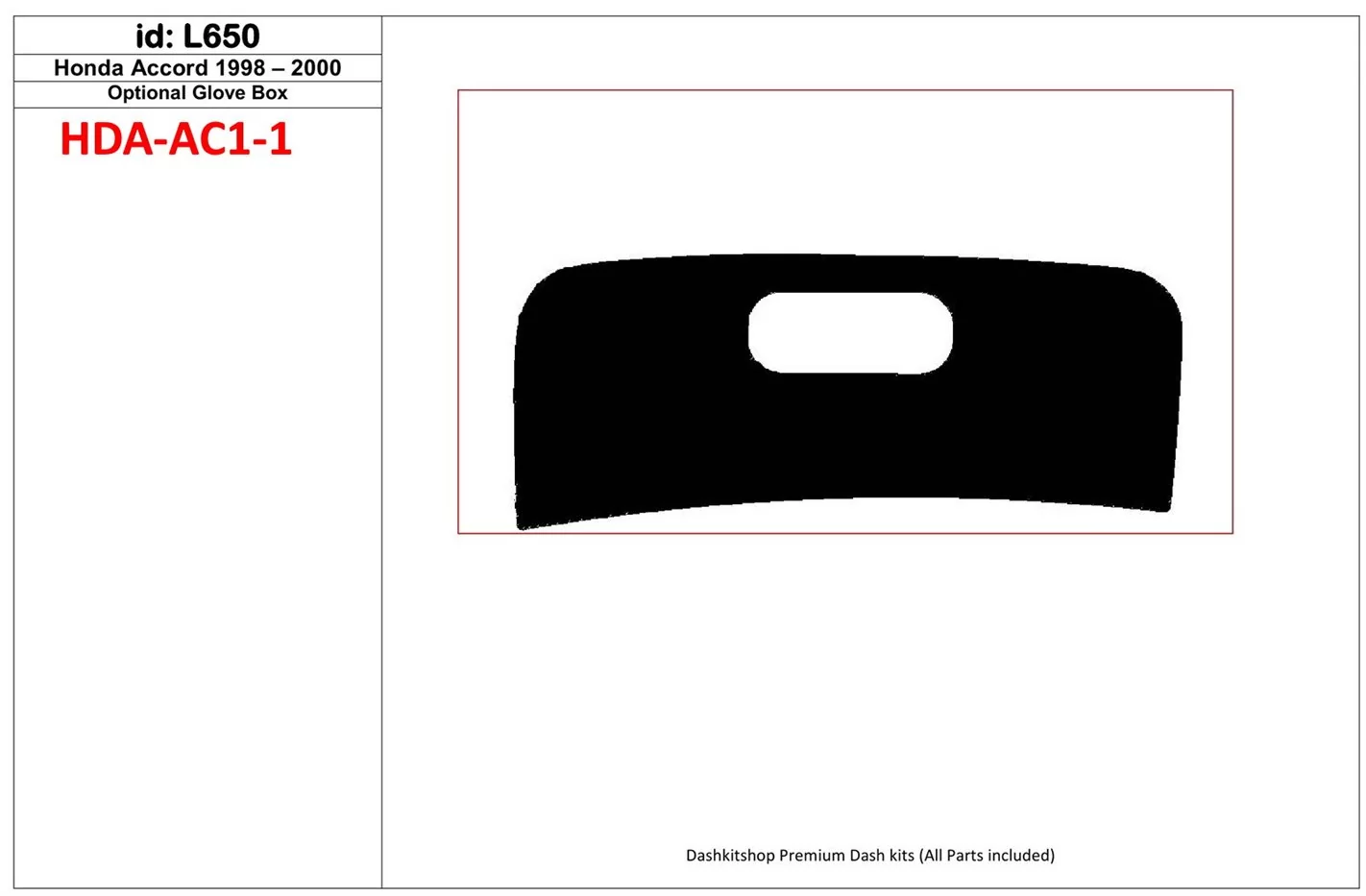 Honda Accord 1998-2000 glowe-box, 1 Parts set Decor de carlinga su interior