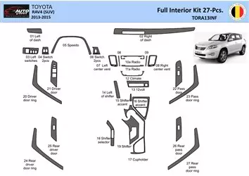 تويوتا راف 4 2013-2015 الداخلية WHZ طقم قطع لوحة القيادة 27 قطعة