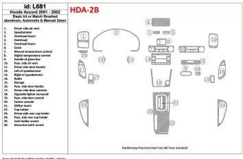 Honda Accord 2001-2002 2 Doors, Basic Set, 26 Parts set Interior BD Dash Trim Kit