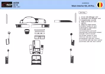 Audi A6 2005-2011 3D Interior Dashboard Trim Kit Dash Trim Dekor 25-Parts