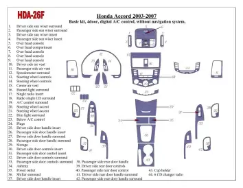 Honda Accord 2003-2007 Basic Set, Automatic A/C control, Without NAVI system, 4 Doors Decor de carlinga su interior