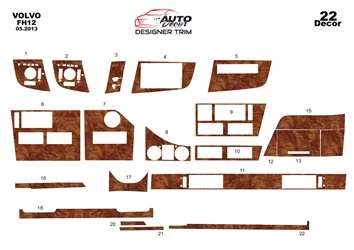 Volvo FH Version 4 01.2013 3D Interior Dashboard Trim Kit Dash Trim Dekor 22-Parts