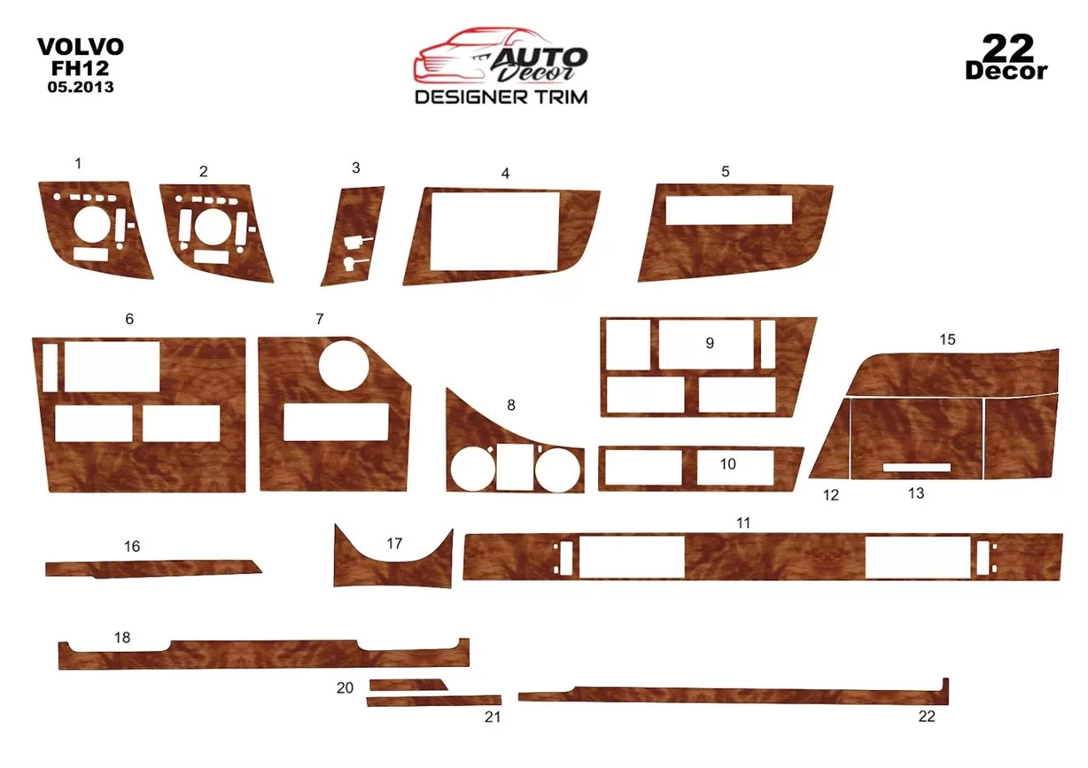 Volvo FH Version 4 01.2013 3D Interior Dashboard Trim Kit Dash Trim Dekor 22-Parts