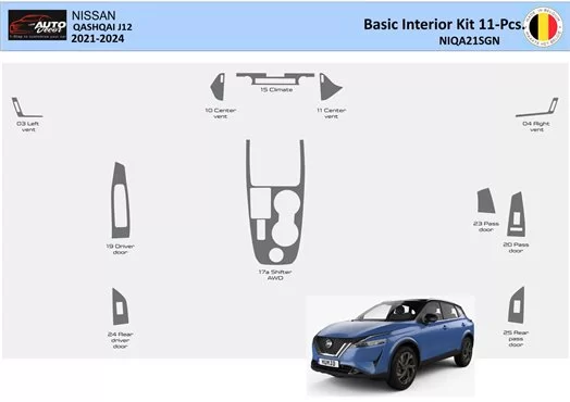 Nissan Qashqai J12 ab 2021 Basis-Innenausstattung WHZ Armaturenbrettverkleidung 11-teilig