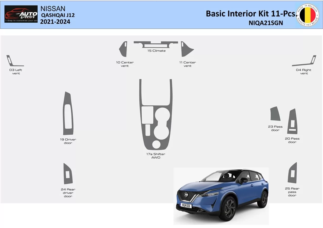 Nissan Qashqai J12 ab 2021 Basis-Innenausstattung WHZ Armaturenbrettverkleidung 11-teilig