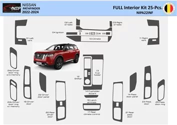 Nissan Pathfinder R53 2023 up Inleg dashboard Interieurset aansluitend en pasgemaakt 25 Delen