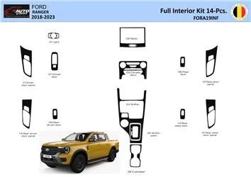 Ford Ranger 2019-2024 Raptor 3D Innenraum Armaturenbrett Zierleiste Dekor 14-teilig