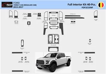 FORD F-150 REGULAR CAB 2015-2017 Interior WHZ Dashboard trim kit 49 Parts