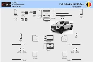 Ford F-150 SuperCab 2018-2020 Inleg dashboard Interieurset aansluitend en pasgemaakt 39 Delen