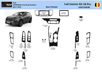 Kia Sportage 2017-2019 Decor de carlinga su interior del coche 18 Partes