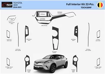 تويوتا C-HR 2018-2023 مجموعة أدوات لوحة القيادة الداخلية WHZ 22 قطعة