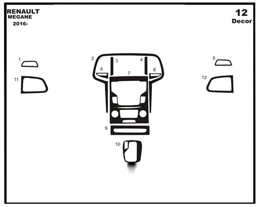 Renault Megane 4 BFB 3D 2016 Innenraum Armaturenbrett Zierleiste Dekor 12-teilig