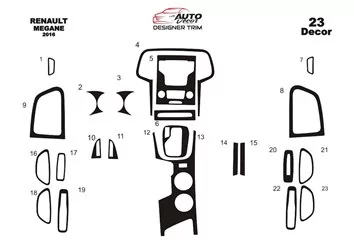 Renault Megane 4 BFB 3D 2016 3D Interior Dashboard Trim Kit Dash Trim Dekor 23-Parts