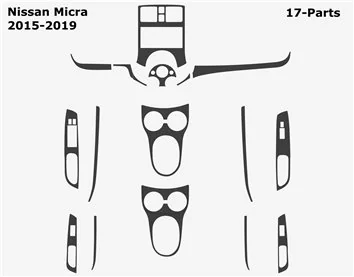 Nissan Micra 2015-2019 3D Inleg dashboard Interieurset aansluitend en pasgemaakt op he 17-Teile
