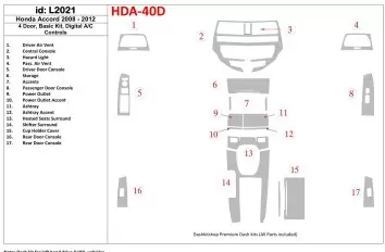 Honda Accord 2008-2012 4 Doors, Basic Set, Automatic AC Control BD Interieur Dashboard Bekleding Volhouder