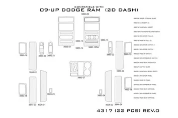 Dodge Ram 1500 2009-2012 Interior WHZ Dashboard trim kit 22 Parts