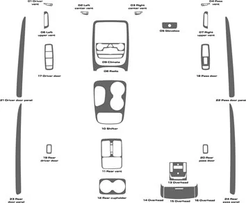 Dodge Durango WD 2011-2022 Interior WHZ Dashboard trim kit 24 Parts