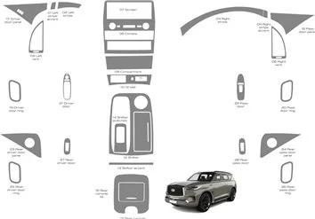 Infiniti QX80 2020-2024 Interior WHZ Dashboard trim kit 26 Parts