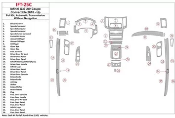 Infiniti G37 2DR Coupe 2010-UP Automatic Gearbox, Without NAVI, Cabrio Interior BD Dash Trim Kit