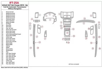 Infiniti G37 2DR Coupe 2010-UP Automatic Gearbox,Without NAVI Interior BD Dash Trim Kit