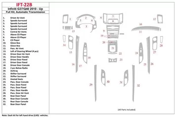 Infiniti G37x Sedan 2009-2009 Full Set, Automatic Gear, With NAVI BD Interieur Dashboard Bekleding Volhouder