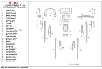 Infiniti G37 2DR Coupe 2010-UP Automatic Gearbox,NAVI Interior BD Dash Trim Kit