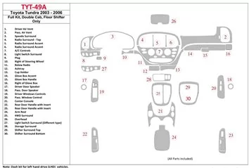 Toyota Tundra 2003-2006 Full Set, Double Cab Decor de carlinga su interior