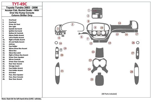 Toyota Tundra 2003-2006 Access Cab, Bucket Seats BD innenausstattung armaturendekor cockpit dekor