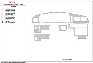 Toyota 4 Runner 1989-1995 Full Set,11 Parts set Interior BD Dash Trim Kit