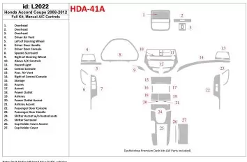 Honda Accord 2008-2012 Full Set, 2 Doors (Coupe), Manual Gearbox AC Control Interior BD Dash Trim Kit