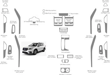 Subaru Ascent 2019-2022 Decor de carlinga su interior del coche 37 Partes