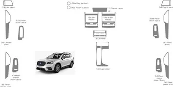 Subaru Ascent 2019-2022 Decor de carlinga su interior del coche 28 Partes