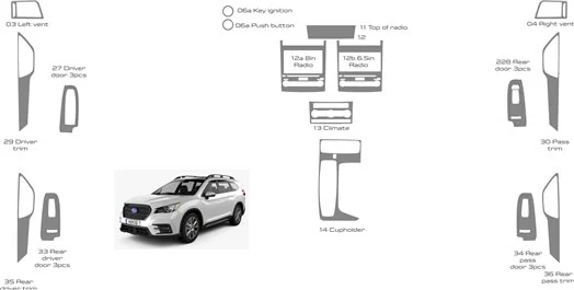 Subaru Ascent 2019-2022 Innenraum WHZ Armaturenbrett Komplettverkleidungssatz 28 Teile