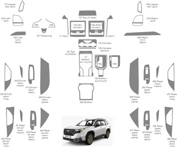 Subaru Forester 2019-2024 Decor de carlinga su interior del coche 37 Partes